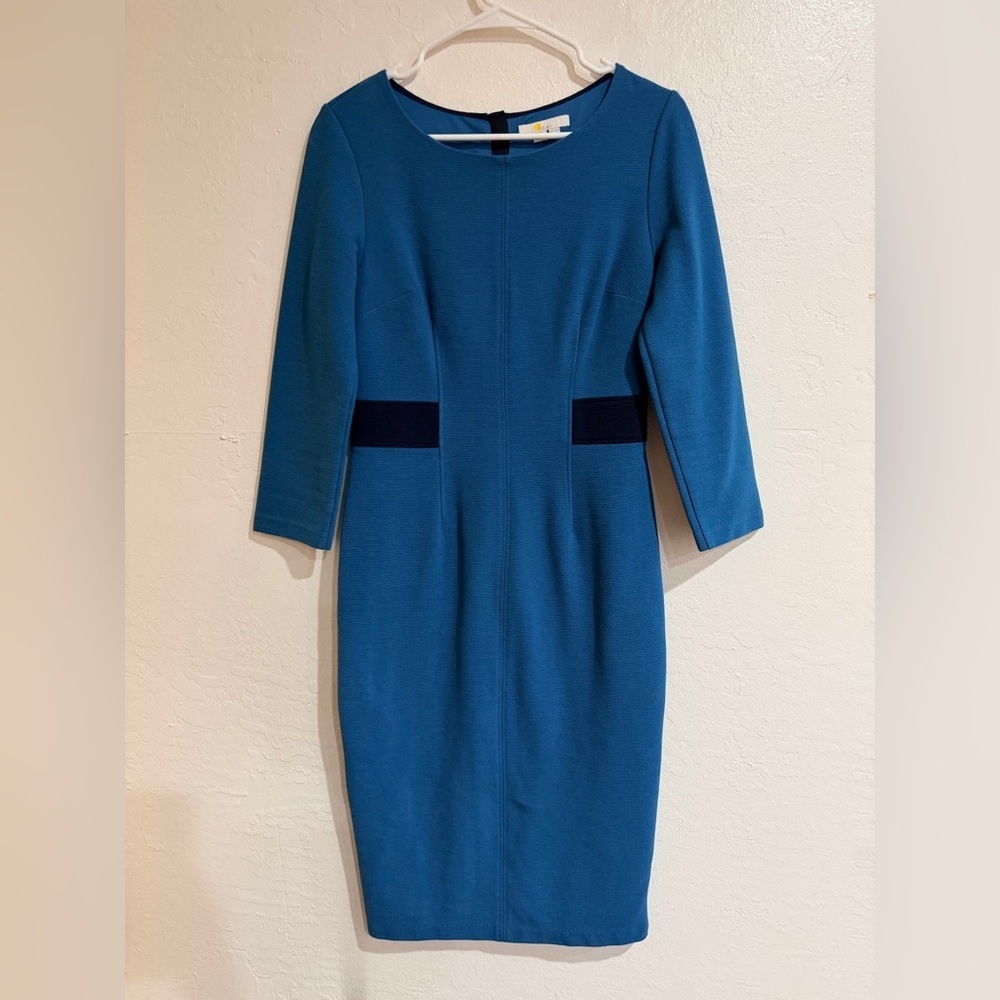 Boden Blue Teal Laura Ottoman Midi Sheath Pencil Dress Size 6R